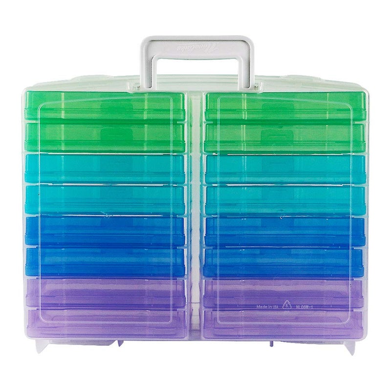 novelinks Transparent 4" x 6" Photo Organizers and Photo Storage Box with Handle, 16 Inner Photo Cases, Portable Picture Organizers & Photo Storage Containers (Cool-Colored) - Image 5